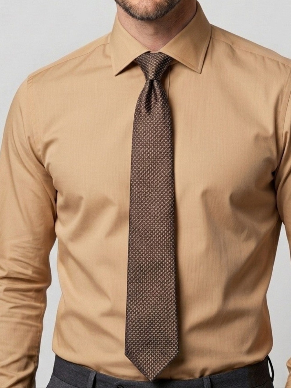 Geometric Pattern Tie in Dark Brown NWOT